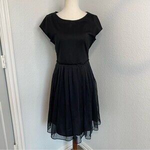 NWOT The Limited Black Chiffon Sheer Pleat Ruffle Accent Dressy Sexy SZ M